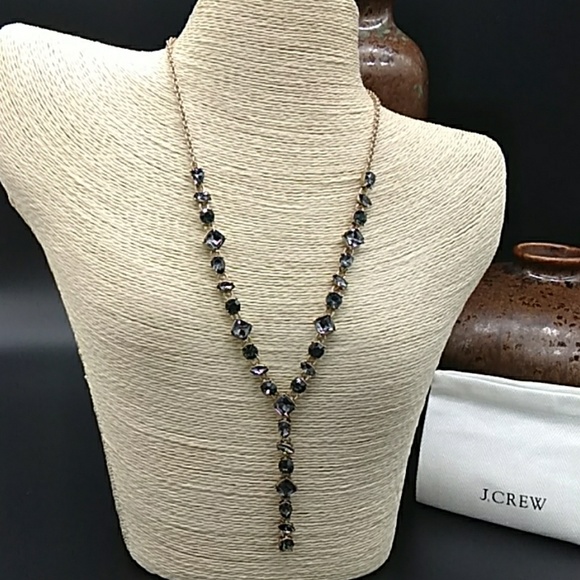 J. Crew Jewelry - J. Crew Steely Grey Crystal Y Necklace